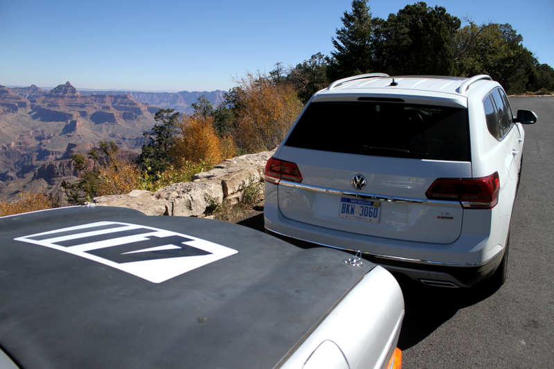 Everything on the U-Haul trailer is low enough that you can still get into the rear hatch of the Atlas with no issues.